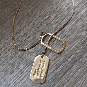 Gold plated Dior 'New Look 1947' dog tag necklace